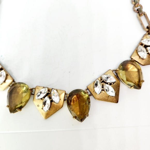 J Crew Brulee Choker Collar Necklace Bronze Gold Tone Large Rhinestones - Picture 5 of 9